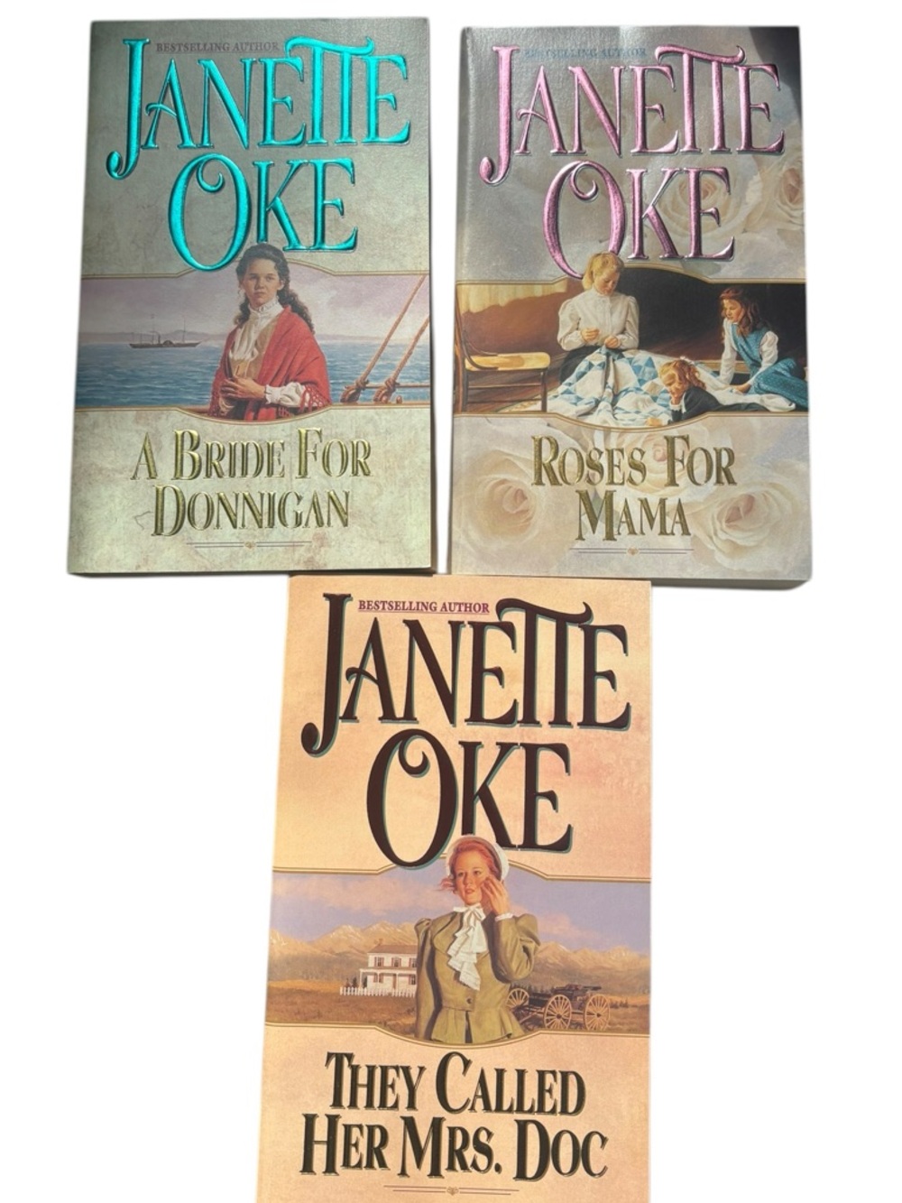 Janette Oke Lot of 3 Books "Women of the West" Paperback Roses Mrs. Doc Bride
